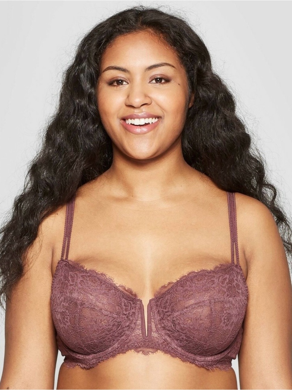 Auden Lace Balconette Bra in Mauve